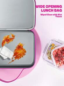 Meoky Insulated Lunch Box – 1pc Large Capacity Thermal Bag with Cute Cartoon Design, Reusable Bento Lunch Tote Keeps Food Warm & Fresh, Ideal for Back to School, Kindergarten, Picnic & Travel - 黑色 - 查看 4