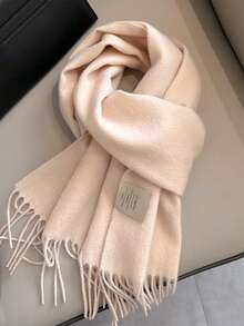 1pc Winter 100% Wool Winter Scacrf Cashmere Solid-Colored Scarf With Tassels Soft Shawls For Spring Summer Autumn And Winter