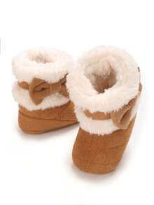Cute Bow Infant Boots, Plush Comfortable Warm WinterInfanty Snow Boots - Brown - View 5