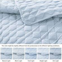 Blue Quilt King Size Bedding Sets With 2 Pillow Shams, Lightweight Soft Bedspread Coverlet, Quilted Blanket Thin Comforter Bed Cover All Season, 3 Pieces, 104x90 Inches, All - Season Bedding - 藍色 - 查看 10