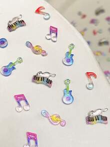 50 قطعة من الملحقات الزخرفية لفن الأظافر بشكل ملاحظات موسيقية لامعة بألوان الحلوى، ديكورات شعر جميلة للزينة DIY مناسبة لحجارة الراين ثلاثية الأبعاد لأظافر، سلاسل الهاتف، سلاسل المفاتيح، أعمال فنية DIY للأظافر، هدايا