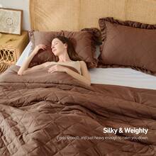 Elegant Phoebe 2/3 Pieces Mini Diamond Patterning Bedding Comforter Set,All Season Family Home Textile Fits Modern Bedroom Décor,2 Pieces For Twin-Twin XL Size And 3 Pieces For Full-Queen-King-Cal King Size, Mother's Day Thanks Giving Gifts - Brown - View 5