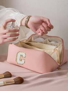 Túi du lịch đa năng, có ngăn đựng mỹ phẩm, túi trang điểm chống thấm nước bằng da PU, túi đựng mỹ phẩm hai lớp dung tích lớn, túi xách du lịch đa năng dành cho nữ, túi đựng đồ vệ sinh cá nhân, túi đựng mỹ phẩm, túi trang điểm, túi đựng đồ vệ sinh cá nhân, vật dụng cần thiết khi đi du lịch, đi du thuyền, đi nghỉ mát, unisex - Nhiều màu - Xem 4