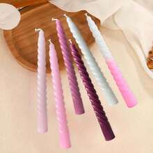 4支/盒，10英寸螺旋半白半粉渐变粉色白色锥形蜡烛，纯色细长烛台，无滴蜡无香型长款餐桌蜡烛，适合情人节、送礼、婚礼、家居装饰、派对等场合。 - 彩色 - 查看 4