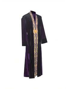 Men's Wizard Robe Costume, Vintage Long Cloak For Halloween Stage Performance, Role Play, Magician Robe For Men, Black And Purple, Suitable For Halloween Party, Stage Show, Cosplay - Purple - View 8