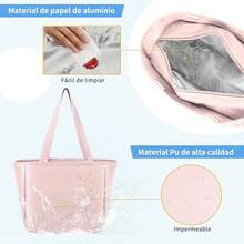 Bolsa del Almuerzo,Lonchera termica para mujeres y hombres,con 2 cubiertos (cucharas y tenedores),Adecuado para Trabajo, Campamento, Picnic, Salida - Marrón - Ver 4