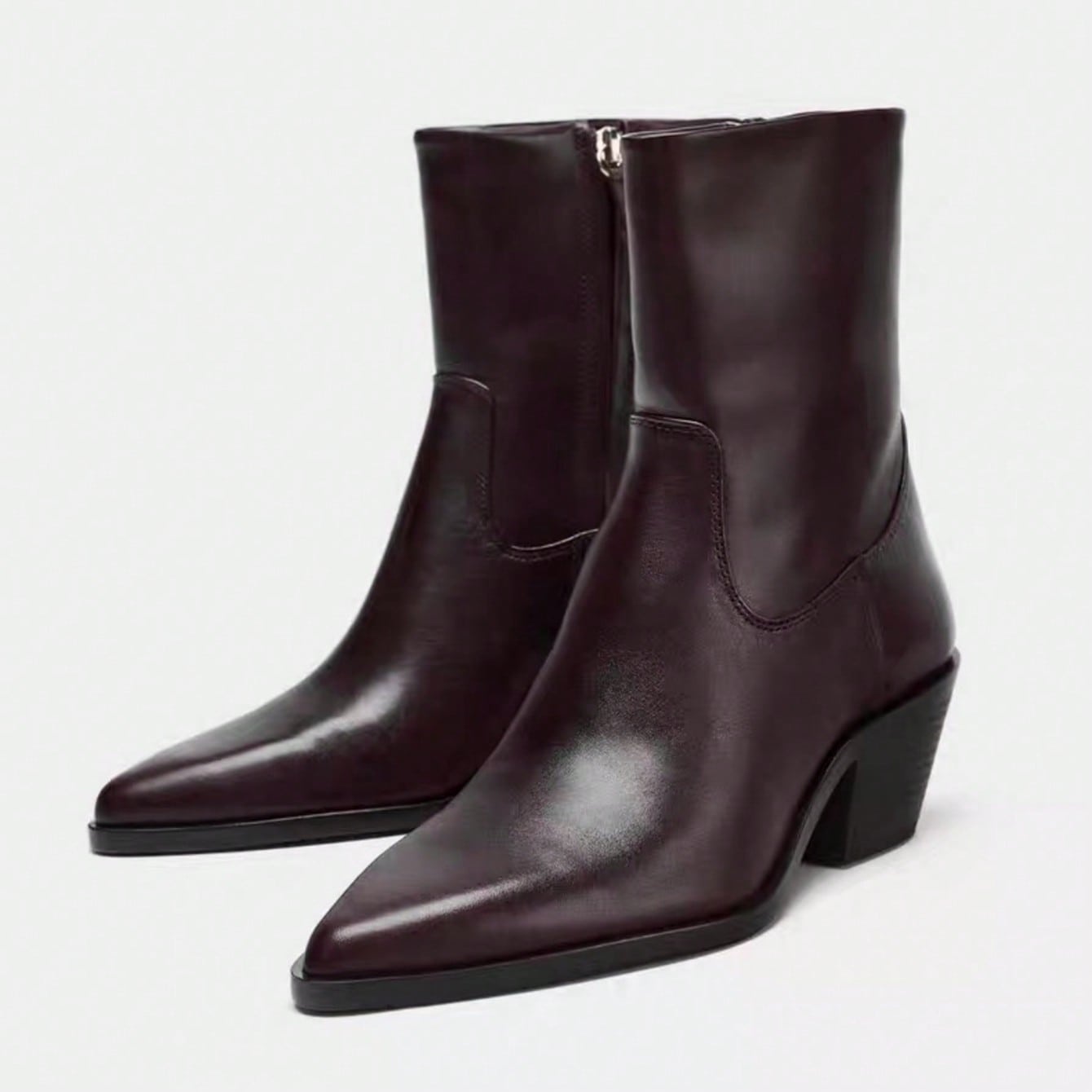 Botas de tobillo con puntera puntiaguda, tacón grueso y cremallera lateral para mujer, nueva llegada de invierno