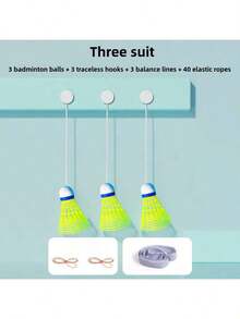 3pcs Badminton Training Set, Portable Single-Person Indoor Spinning Badminton Trainer