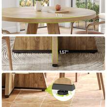 LITTLE TREE Round Dining Table Kitchen Table, 120 Cm Dining Room Tables For 4 People, Farmhouse Dinner Table With Wooden Table Top And Legs (Only Table) - 橡木色 - 查看 6