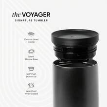 Taza de Café para Viaje con Tapa 360°| Vasoérmico de Acero Inoxidable Aislado con Revestimiento de Cerámica| Regalos para Mujeres| Voyager Colección| 470 ml.| Salvia de vidrio marino - Patrón: Caleidoscopio - Ver 10