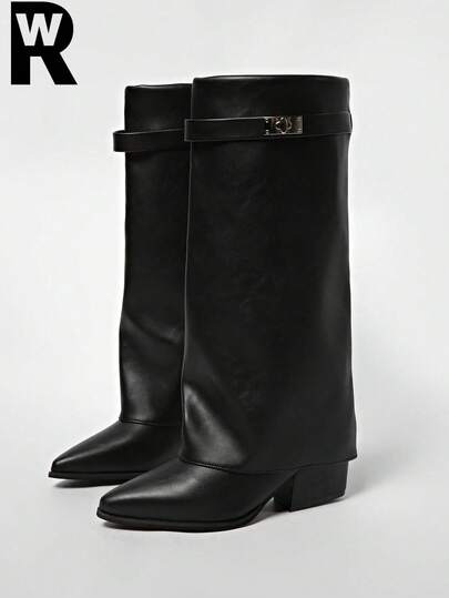 2025秋冬新款女士麂皮尖头高跟踝靴，粗跟，华丽棕色美拉德纹靴，修身版型，靴子