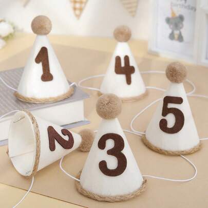 1-5 岁儿童男孩女孩生日帽，复古奶油色头饰，派对服装拍照道具