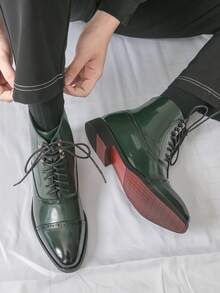 Giày Oxford nam, giày Chelsea kiểu Anh cổ điển, giày cao cổ buộc dây công sở. - màu xanh lá - Xem 1