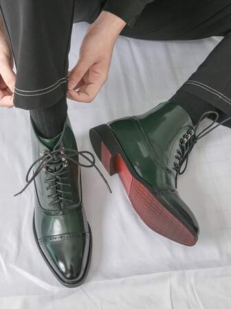 Botas Chelsea de estilo vintage Oxford para hombres, botas de negocios de caña alta con cordones