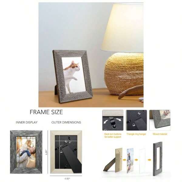 Juego de 6 marcos de fotos de 8x10 pulgadas, marcos de fotos rústicos para decoración de pared o exhibición sobre mesa, decoración del hogar, marco de fotos marrón, madera de nogal