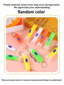 12个装 - 2.8英寸迷你手电筒,LED照明,实用礼品钥匙扣LED吊坠,颜色随机:橙色、黄色、绿色和白色。生日派对礼物、家庭奖励、课堂奖品和返校礼物、婴儿派对礼物,深受男孩女孩喜爱,可用作皮纳塔填充物 - (4种随机颜色)不可充电,电池供电! - 彩色 - 查看 3