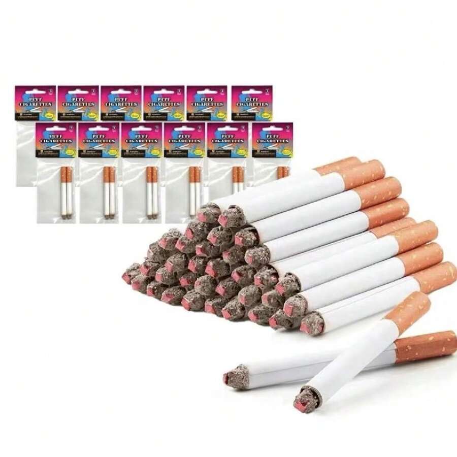 2/4/6pcs Realistic Fake Cigarette & Cigar Models, Silicone Material, April Fool's Day Prank Gag Toys, Halloween Costume Props, Party Scare Toys, Birthday/Christmas/Halloween Gifts - Multicolor - View 1