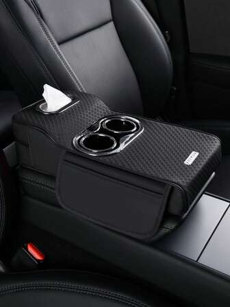 ZHEYUN Car Armrest Box Heightening Pad, High-Quality Multi-Function Car Storage Box High And Low Models, Car Tissue Box, Car Dual-Use Cup Holder, Suitable For Various Car Models (Not Suitable For Dual-Door Armrest Box), Elastic Band Installation Without Damage, Multiple Colors: Black, Black & Red, Gray, Beige