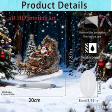 1 pezzo Statua in stile bohémien in acrilico di Babbo Natale e la sua slitta con renne, decorazione natalizia da tavolo multifunzionale per casa, ufficio e regali, include base - Multicolore - Visualizzare 10