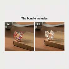 1 Piece Elegant Butterfly Rhinestone Hair Clip - Shiny Colorful Crystal, Rectangular Design With Firm Clip, Suitable For Women's Updos, Parties, Weddings, Proms, Bridal Hair Accessories, Vibrant Hair Ornaments - 香檳色 - 查看 10