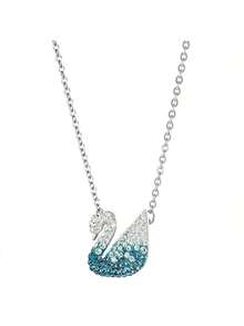 Dây chuyền pha lê giả giọt mưa SWAROVSKI MATRIX Dây chuyền xích xương đòn Quà tặng Giáng sinh cho nữ Quà tặng ngày lễ tình nhân Quà tặng lễ hội Qixi Quà tặng sinh nhật Quà tặng bạn gái - Màu xanh nhạt - Xem 4