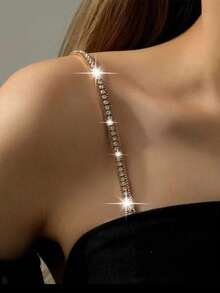 1 Pair Ladies Crystal Embellished Bra Straps Metal Adjustable Back Bra Shoulder Straps