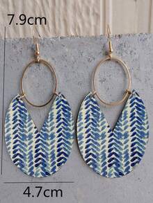 1 Pair Fashionable Wooden Leaf Earrings, Suitable For Daily Wear