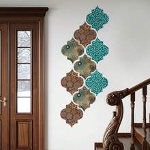SURELIFE 1pc Islamic Muslim Mosaic Retro Art Mural Wallpaper Cabinets Wardrobe Door Bedroom Living Room Home Decor Waterproof Peel And Stick Wall Paper Wall Stickers Wall Decor Room Decor Wallpaper Peel And Stick