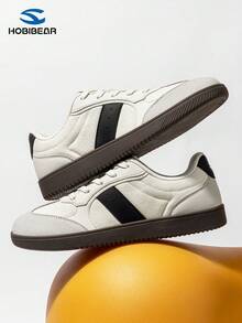 HOBIBEAR Men's Sneakers, Fashion Casual Breathable Soft-Sole Gym Shoes, Wide Toe Box, Unisex - Beige - View 3