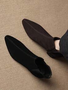 2025 New Round Toe Flat Ankle Boots For Women, Faux Suede Ankle Boots With Plush Lining, Slim Fit, Suitable For Autumn/Winter - Brown - View 7