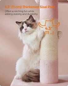 Feandrea Cat Tree, 39.8-Inch Cat Tower, XL, Cat Condo For Extra Large Cats Up To 44 Lb, Large Cat Perch, 2 Cat Caves, Scratching Post - Hồng - Xem 3
