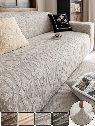 1 件纯色弹力沙发套，简约风格，宠物友好，防滑防脏防刮，适合所有季节，可机洗，适用于客厅卧室办公室单人/2/3/4 座沙发