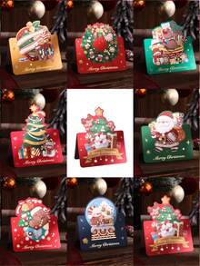 27/18pcs Assorted Elegant Christmas Gold Foil Greeting Cards, Random Style, Perfect Gift For Friends And Family, Merry Christmas - متعدد الألوان - مشاهدة 12