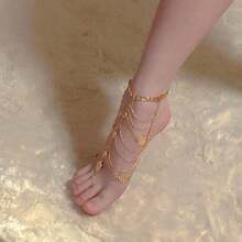1PCS Beautiful Court Style Fairy Multi-Layer Fringed Anklet, Exquisite Metal Chain Ankle Chain Foot Decoration COS Photo Perfect Match - 銀色 - 查看 6