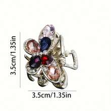 Single Elegant Butterfly Hair Clip, Inlaid With Shiny Rhinestones And Colorful Gemstones - Women's Rectangular Hair Claw Clip, Suitable For Daily And Formal Occasions, Firmly Securing Hair Accessories, Hairdresser Gift, Fashion Accessory, Rhinestone Embellishment, Women's Fashion - Hồng - Xem 5