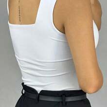 Kit Of 3 Women's Blouses, Square Neckline, Straight, Casual Tank Top, Black, White, Nude - Xanh-Trắng-Đen - Xem 3