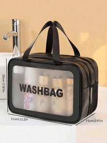 2/1 geantă de machiaj de călătorie cu strat dublu, geantă de toaletă din PVC, geantă organizatoare multifuncțională, suport pentru pensule de machiaj, geantă de depozitare pentru cosmetice, geantă cosmetică separatoare pentru umed și uscat, esențială pentru călătoriile de toamnă, organizare și depozitare, geantă de plajă, geantă de mână, potrivită pentru ruj, pensule de machiaj, creioane de machiaj, fard de pleoape, oglindă, creion de ochi, luciu de buze, îngrijire a pielii, periuță de dinți, cupă pentru periuță de dinți, săpun, șampon, pieptene, ceas, telefon, colier, bijuterii, produse digitale, depozitare - Multicolor - Vizualizare 5