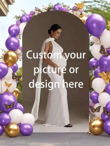 Customized Arch Photo Backdrop, Pink Chiara Wall Decor For Birthday, Wedding. Durable Fabric Indoor Outdoor Event Party (Stands Not Included) - Multicolor - View 4