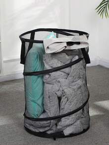 超大号可折叠洗衣篮，网状材质，带提手，适用于洗衣房、浴室、儿童房、大学宿舍、旅行、露营、礼品篮等多种场合。 - 彩色 - 查看 7