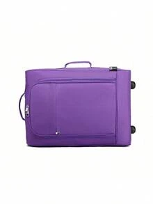 20-Inch Carry-On Suitcase, Lightweight Small Soft-Sided Trolley, 2 Wheels, Front Opening With Telescopic Handle, Suitable For Single Travelers, Men And Women, Weekend/Overnight Stay - 紫色 - 查看 6