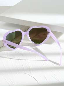 1pc Unisex Retro Y2K Heart Shaped Fashion Fashion Glasses, Suitable For Vacation, Party, Gathering - 紫色 - 查看 4