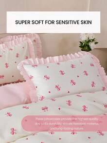 1pc Bow & Star Print Ruffle Pillow Cover (Pillow Insert Not Included), Unique Romantic Ins Style Decorative Throw Pillow Case, Suitable For Bedroom, Dorm, Sofa And Lounge Chair. Oeko-Tex Certified - Multicolor - View 7