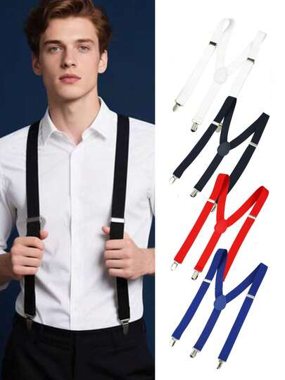 1pc Men's Y-Shape Adjustable Elastic Suspenders, 2.5cm Width, Formal Wear Pants Braces Looks Of Party Season Picks