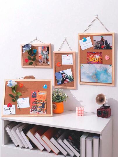 1 块软木板，橡木框架软木记事板，办公室和家庭装饰性留言板，家庭学校留言或愿景板