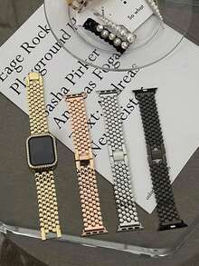 1件金屬龍鱗錶帶，適用於 38/40/41/42/44/45/46/49mm，Series 11/10/9/8/7/SE/6/5/4/2/1，男女通用時尚手鍊配件。僅包含錶帶，不含手錶或錶殼 - 銀色 - 查看 4