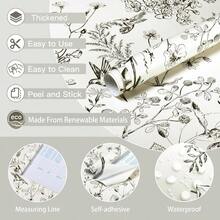 Peel And Stick Wallpaper Floral Birds Contact Paper Black And White Wall Paper Peel And Stick Modern Boho Removable Self Adhesive Wallpaper Vinyl Rolls 118"X17.3" - ĐenTrắng - Xem 7