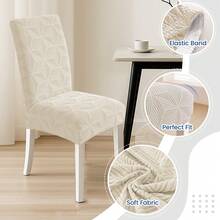 YSTYLE Chair Covers With Backrest 2/4/6 Pieces, Stretch Chair Covers, Living Room Kitchen Chair Covers, Universal Cat Scratch-Resistant Chair Cover, Modern Stain-Resistant Chair Cover - Beige - View 3