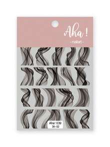 1pc Nail Art Sticker, Semi-Transparent French Black & White Tie Dye Nail Decals Nails Nail Supplies - Multicolor - View 14