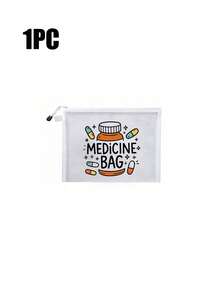 女士化妆品和药品收纳包 - 药房主题拉链旅行箱，带药瓶设计，红色气垫收纳便携式收纳包，化妆包，护肤包，旅行必需品，宿舍用品，轻便化妆包，大容量化妆包，旅行洗漱包，耐用拉链开合，护理必需品，可折叠收纳，护理学生用品 - 彩色 - 查看 15