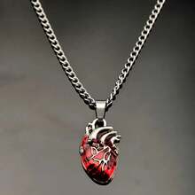 1 Fashionable Cool Metal Heart Pendant Valentine's Day Unique Gift For Couples In Black And Red - 紅心 - 查看 6